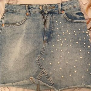 Pearl Mini Denim Skirt